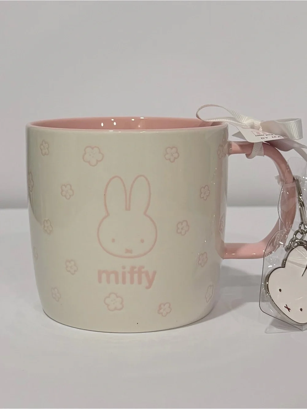 Miffy Pink and Cream Ceramic Coffee Mug with Matching Keychain